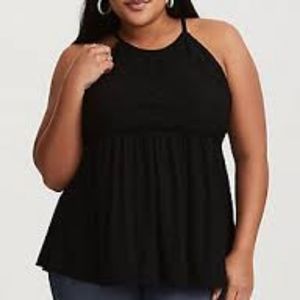 Torrid Black Lace Panel Babydoll Tank